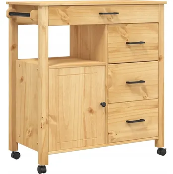 Servírovací stolek Kuchyňský vozík MONZA z masivního borovicového dřeva, medová barva, 84x40x90 cm