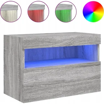 Televizní stolek Závěsná skříňka pod TV s LED RGB osvětlením, Šedý dub Sonoma, 60x30x40 cm