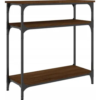 Konferenční stolek Konzolový stolek s kovovým rámem, hnědý dub, 75x29x75 cm