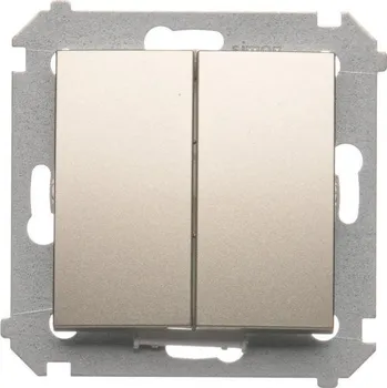vypínač Vypínač střídavý 2 násobný, s orientačním LED podsvětlením, bez, Simon 54 DW6/2L.01/X/44, zlatá metalizovaná