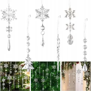 Vánoční dekorace 26x ZÁVĚSNÉ VÁNOČNÍ BAŇKY NA STROMEČEK KRISTALOVÉ rampouchy HVĚZDIČKY