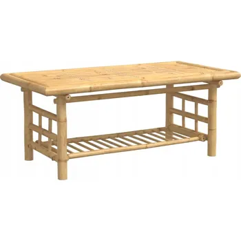 Konferenční stolek Bambusový konferenční stolek s přídavnou policí 110x55x45 cm