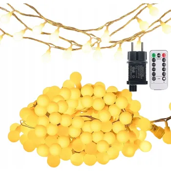 Vánoční dekorace Vánoční osvětlení na stromeček KOULE FLASH BÍLÁ TEPLÁ kuličky 100 LED 15m VODĚODOLNÉ