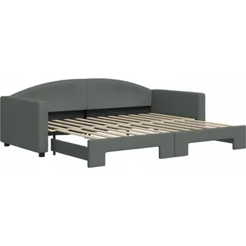 Pohovka Tmavě šedá pohovka s funkcí spaní, 223 x 100 x 75 cm, rozložená 223 x 192,5 x 75 cm