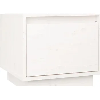 Noční stolek Noční stolek z masivního borovicového dřeva, bílý, 35 x 34 x 32 cm