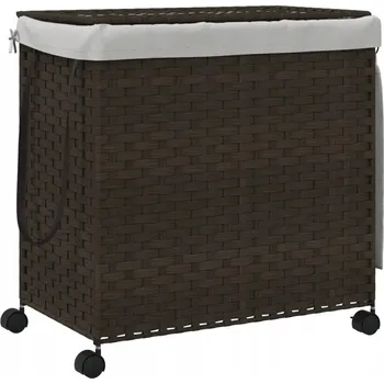 Ručně pletený koš na prádlo z ratanu, 3 přihrádky, 60x35x60,5 cm