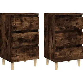 Noční stolek Noční stolek skandinávský, 3 zásuvky, kouřový dub, 40x35x69 cm