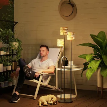 Stojací lampa Solární stojací lampa Boho | černá/žlutá