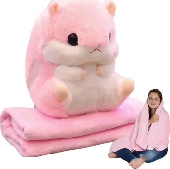 plyšák Křeček deka 200 cm plyšák deka plyš velký růžový medvídek 3v1 Dárek Mikuláš