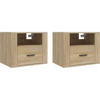 Noční stolek Závěsné noční stolky z dřevotřísky, dub sonoma, 50x36x40 cm