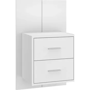 Noční stolek Závěsný noční stolek se zásuvkou, bílý lesk, 48,5x32,5x80 cm