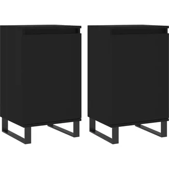 Koupelnový nábytek Skříňka s dvířky, dřevotříska, kov, 40x35x70 cm, černá