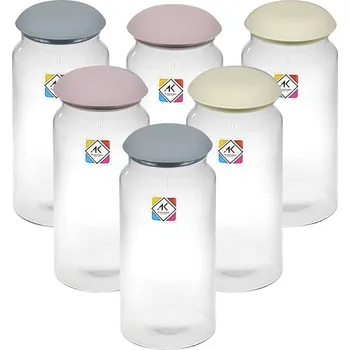 Dóza na potraviny Skleněné kuchyňské dózy SADA 6 ks SILIKONOVÉ VÍČKO 1350 ml