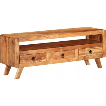 Televizní stolek Dřevěná TV skříňka z akácie, 3 zásuvky, 110x30x40 cm