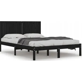 Postel Černý dřevěný rám postele 205,5 x 205,5 x 31 cm, masivní borovicové dřevo