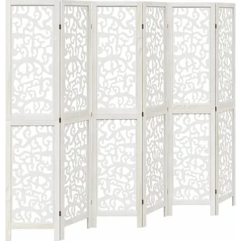 Paraván Paraván skládací s prolamovaným vzorem, masivní dřevo Paulownia, bílý, 210-215 x