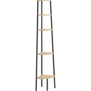 Knihovna Rohová police 4-úrovňová, ocel a dřevotřísková deska, 45,5x31,5x180 cm