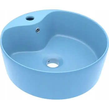 Umyvadlo Kulaté keramické umyvadlo matné Světle Modrá 36x13 cm, s přepadem