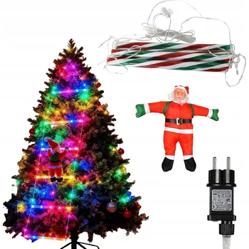 Vánoční dekorace Svatý Mikuláš na žebříku 120 cm LED diody vánoční dekorace