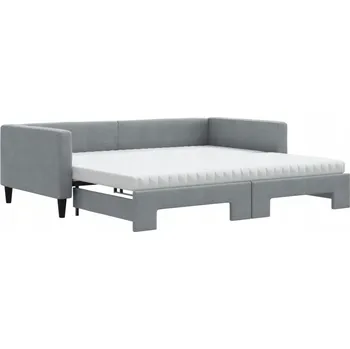 Pohovka Rozkládací lehátko-pohovka světle šedá 223 x 110 x 68 cm