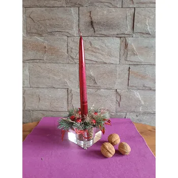 Svícen Vánoční skleněný svícen "šípky"