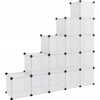 Knihovna Kostkový regál s 15 moduly, Průhledný, 155x32x153,5 cm