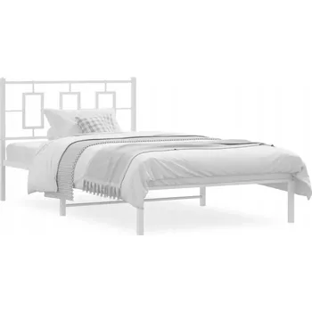 Postel Bílý kovový rám postele 207 x 112 x 91 cm s úložným prostorem