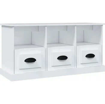 Televizní stolek Stylový Bílý TV stolek z dřevotřísky 100x35x50 cm