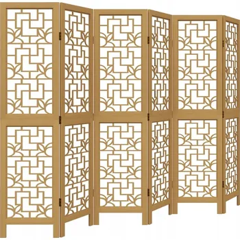 Paraván Paraván z masivního dřeva paulovnie, 6 panelů, 210-215x160 cm, hnědý