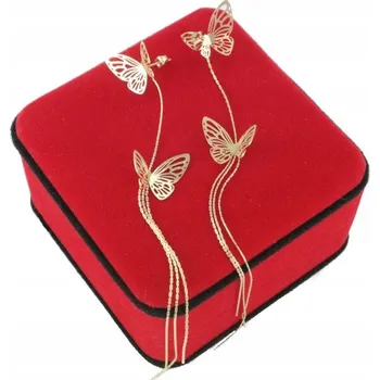 Náušnice NÁUŠNICE ZLATÉ DLOUHÉ MOTÝLI 14 cm OCEL CHIRURGICKÁ 316 L