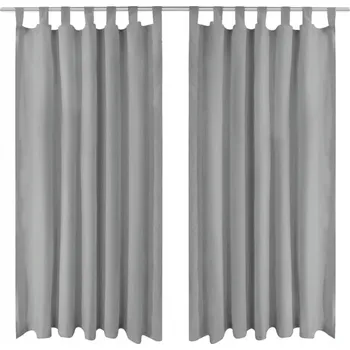 Obraz Závěsy z mikrosaténu s poutky, šedé, 140 x 175 cm, 2 kusy