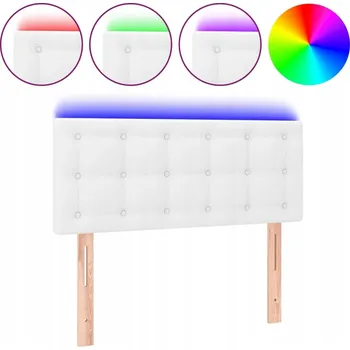 Klasické LED čelo postele z umělé kůže, bílé, 90x5x78/88 cm