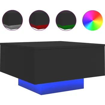 Konferenční stolek Konferenční stolek s LED osvětlením, černý, 55x55x31 cm