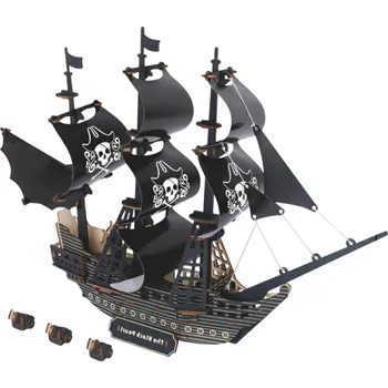 ostatní stavebnice 3D dřevěné puzzle pirátská loď 58,2 × 14,3 × 41,2 cm 141 dílků Laserem řezaný model Ruční montáž s 3D návodem Realistická dekorace a dárek