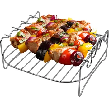 Příslušenství pro fritézu TESLA AirCook QB256 - dvouvrstvý nerezový rošt na špízy/ražniči (4 grilovací jehly)