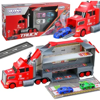 Hračka pro nejmenší WOOPIE Sada nákladních automobilů Garážová závodní dráha