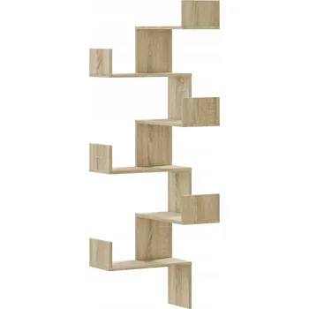 police Rohová nástěnná police, dřevotříska, dub Sonoma, 45x45x147 cm