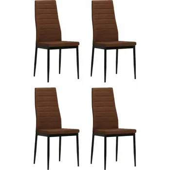 Jídelní židle Sada 4 hnědých jídelních židlí, 43x44x96 cm, látka/kov