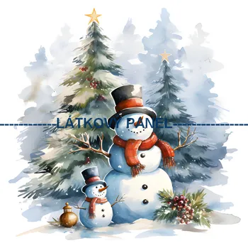 Panel bavlna - Sněhuláci - ZIM 14 Velikost: 20x20cm