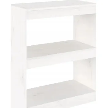 Knihovna Dvoupatrový regál z masivního borovicového dřeva, bílý, 60x30x71,5 cm