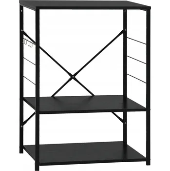 Kuchyňská skříňka Kuchyňská skříňka na mikrovlnnou troubu, 3-úrovňová, černá, 60x39,6x79,5 cm