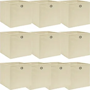 Úložný box Skládací úložné boxy z netkané textilie, krémové, 32x32x32 cm