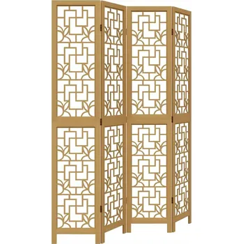 Paraván Paraván z masivního dřeva paulovnie, hnědý, 145x200 cm, 4 dílný