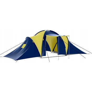 Stan Velký kempingový stan pro 9 osob, modro-žlutý, 570x385x170 cm, 3 vchody