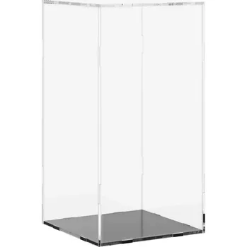 Knihovna Akrylová Průhledná Vitrína / Box proti Prachu 20x20x38 cm - Černá Základna