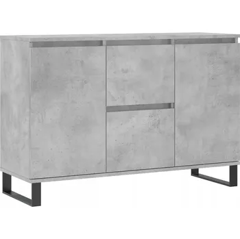 Komoda Skříňka z materiálu imitujícího dřevo s železnýma nohama, šedá barva Betonu, 101 cm