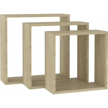Konferenční stolek Sada 3 Polic Nástěnných Kostka MDF Dub Sonoma 30x10x30cm, 27x10x27cm,