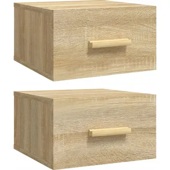 Noční stolek Závěsné noční stolky z materiálu na bázi dřeva, Dub Sonoma