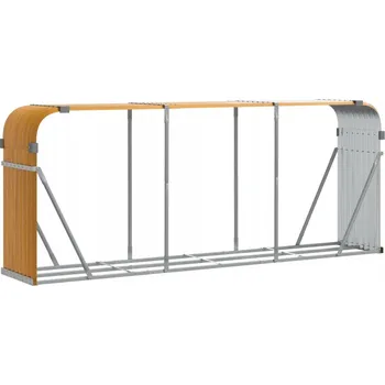 Stojan na palivové dřevo z pozinkované oceli, světle hnědý, 234x45x100 cm