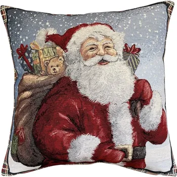 Povlak na polštářek Gobelínový vánoční povlak na polštář s motivem Santa s pytlem dárků 45x45 cm
